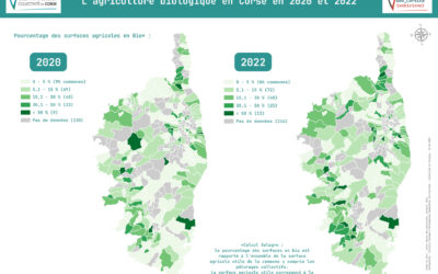 Carte du mois de Juillet : L&rsquo;agriculture biologique en Corse en 2020 et 2022